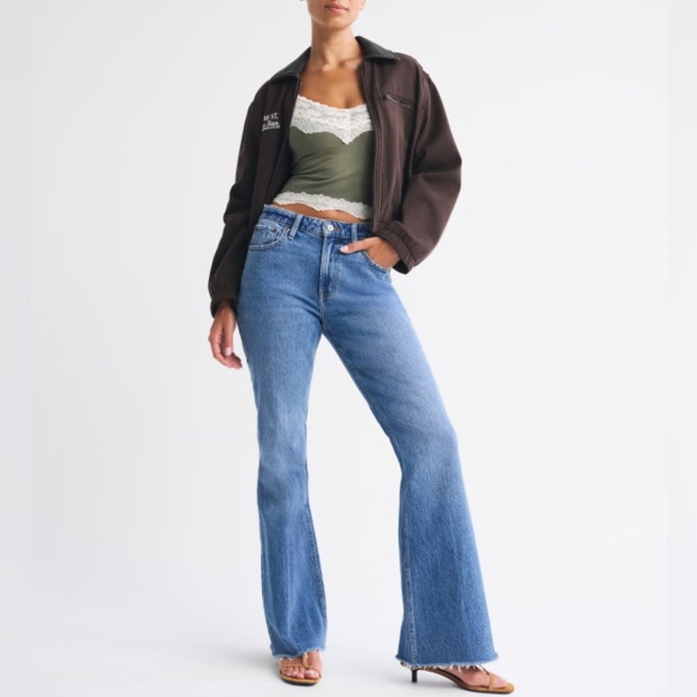 Abercrombie & Fitch Vintage flare‎ high rise Blue Jeans raw hem 90s y2k